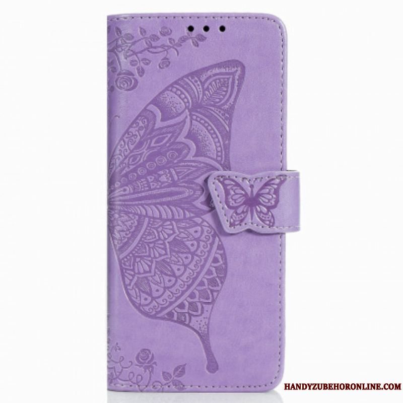 Flip Cover Samsung Galaxy Z Fold 3 5G Sommerfugledesign Med Snor