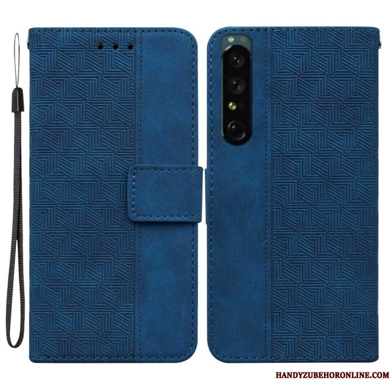 Flip Cover Sony Xperia 1 IV Med Snor Strappy Mønster