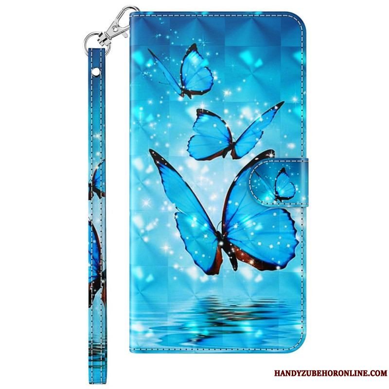 Flip Cover Sony Xperia 5 IV Med Snor Thong Sommerfugle