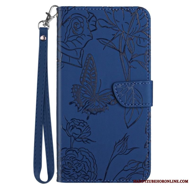 Flip Cover Sony Xperia 5 IV Sommerfugle Med Snor