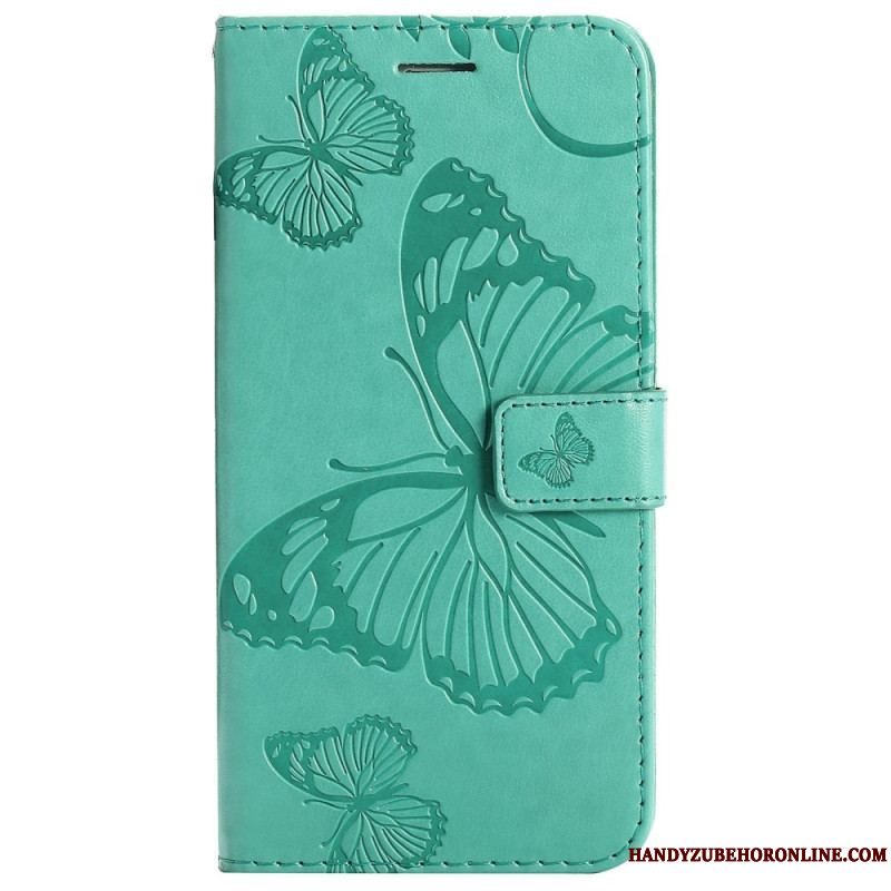 Flip Cover Xiaomi 12 / 12X Med Snor Kæmpe Sommerfugle Med Rem