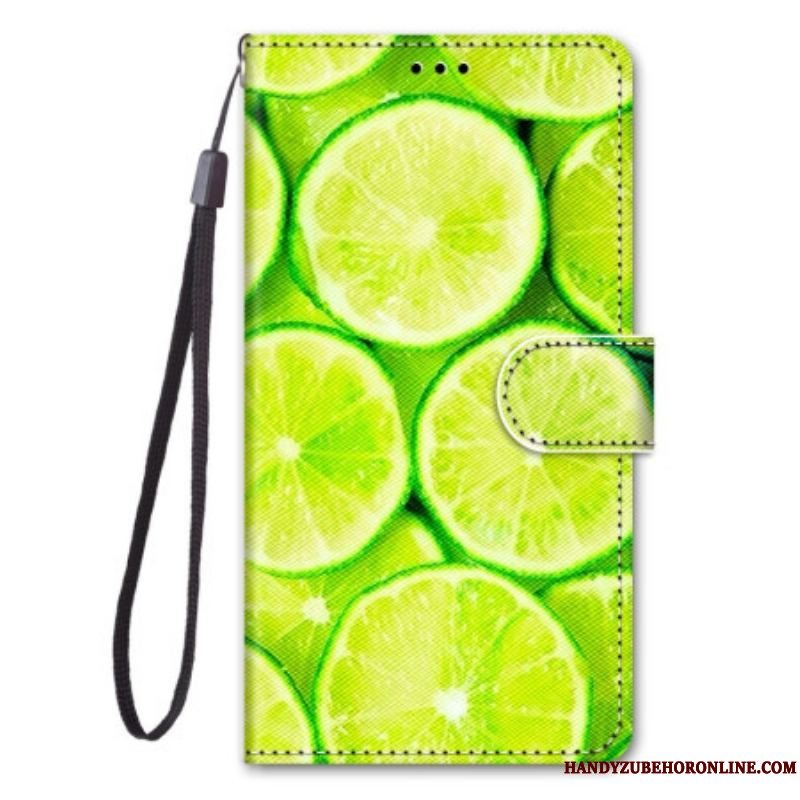 Flip Cover Xiaomi 12 / 12X Med Snor Strip Limefrugter