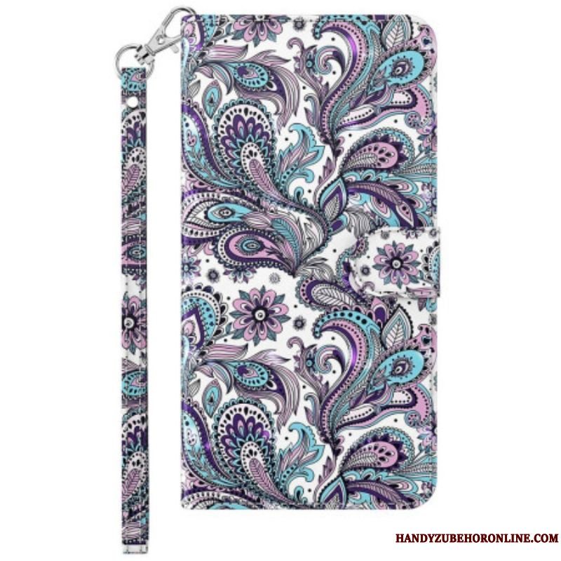 Flip Cover Xiaomi 12 Lite Med Snor Strappy Paisley Mønster