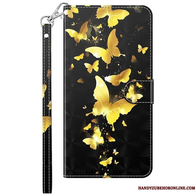 Flip Cover Xiaomi 12 Lite Med Snor Thong Sommerfugle
