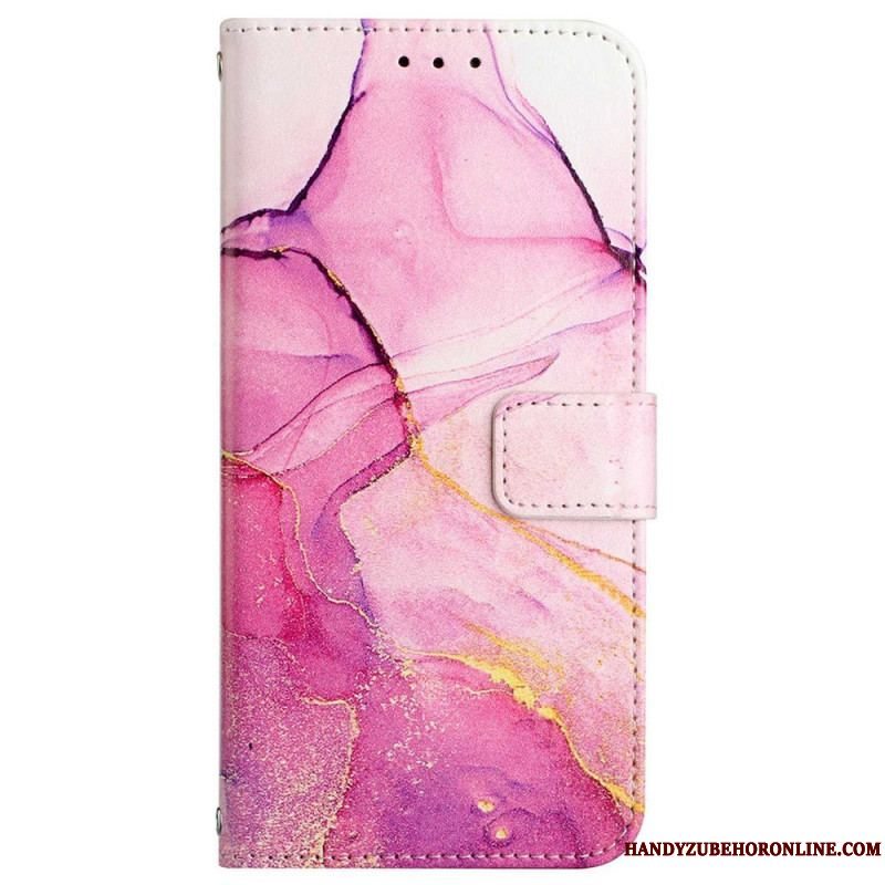Flip Cover Xiaomi 12 Pro Med Snor Stribet Akvarel Marmor