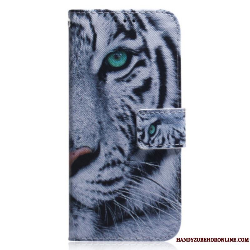 Flip Cover Xiaomi 13 Med Snor Strappy White Tiger