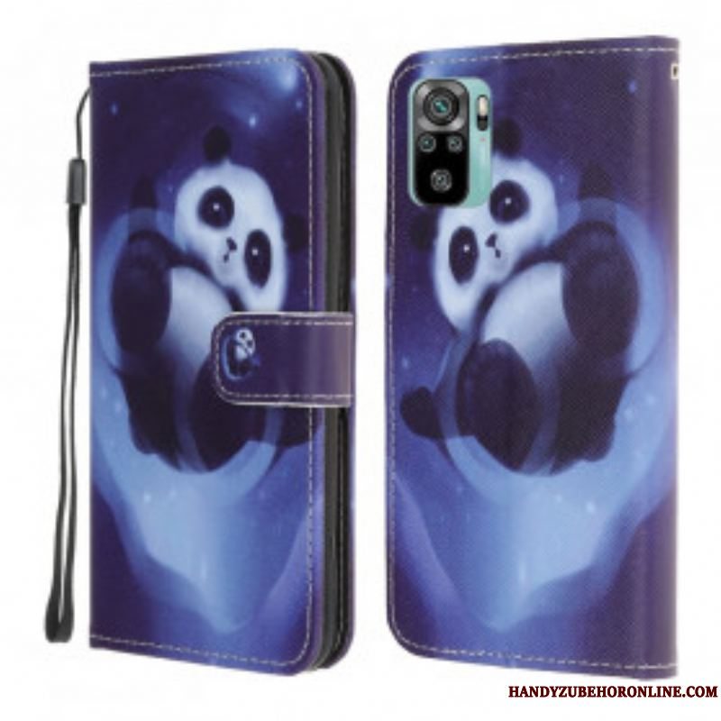 Flip Cover Xiaomi Redmi Note 10 / 10S Med Snor Panda Space Med Snor