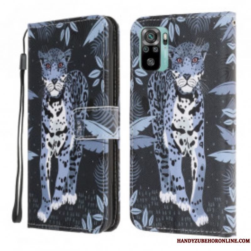 Flip Cover Xiaomi Redmi Note 10 / 10S Med Snor Strappy Leopard