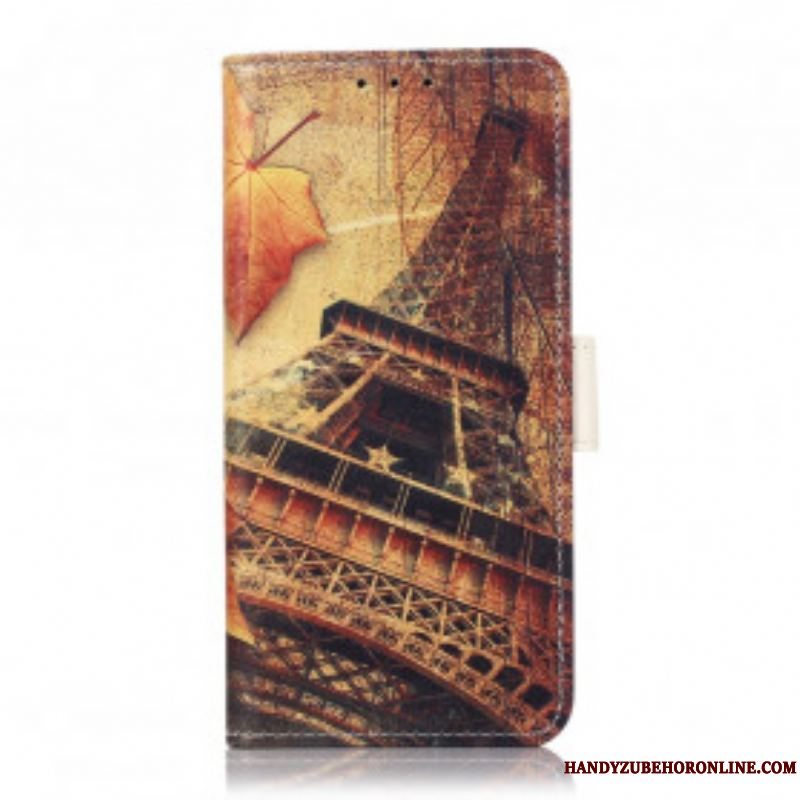 Flip Cover Xiaomi Redmi Note 10 5G Eiffeltårnet I Efteråret