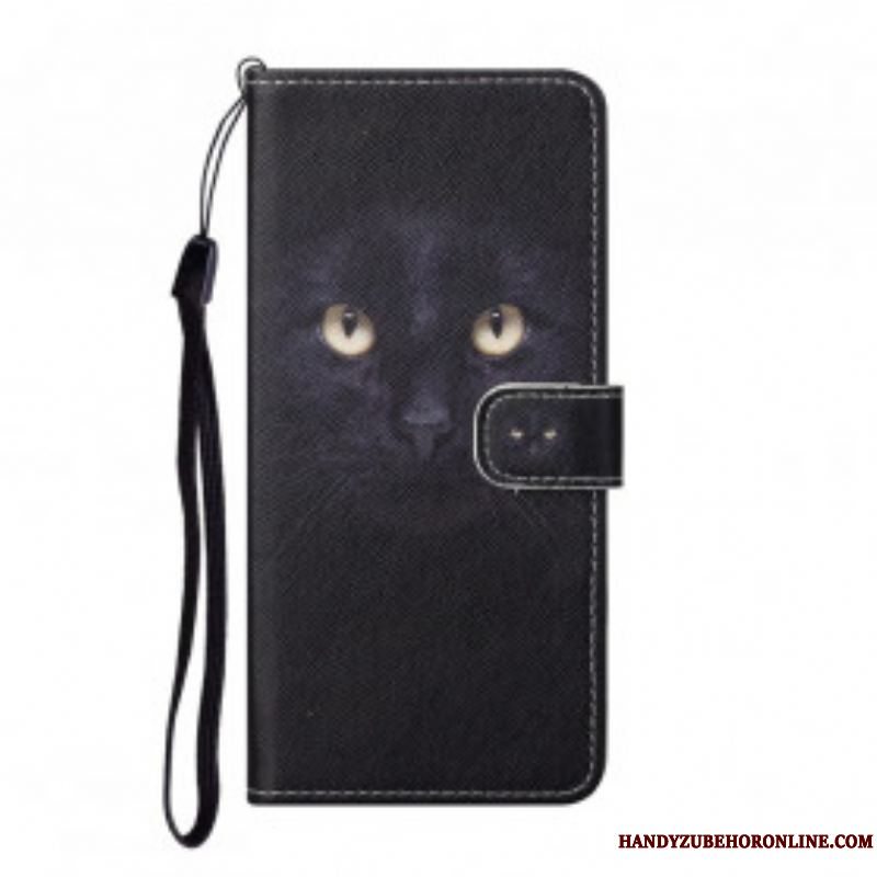 Flip Cover Xiaomi Redmi Note 10 Pro Med Snor Strappy Black Cat Eyes