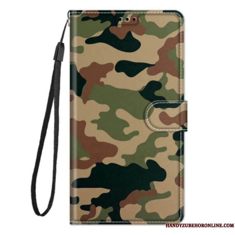 Flip Cover Xiaomi Redmi Note 10 Pro Med Snor Strappy Militær Camouflage