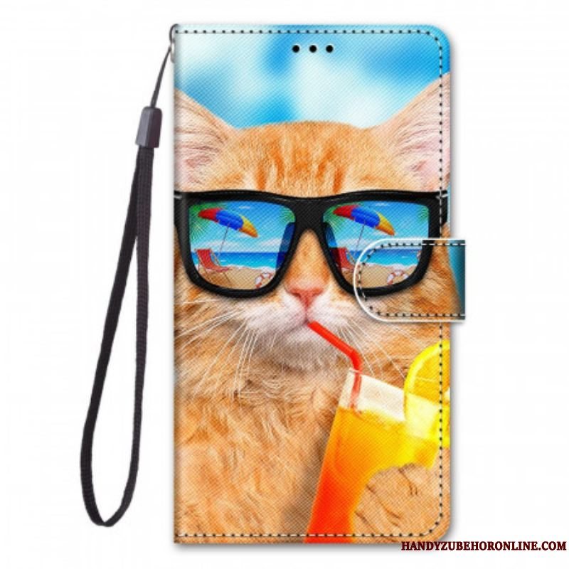 Flip Cover Xiaomi Redmi Note 11 Pro Plus 5G Med Snor Strappy Star Cat