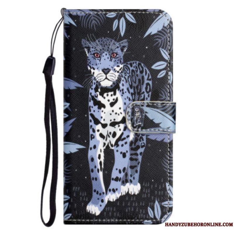 Flip Cover Xiaomi Redmi Note 12 4G Med Snor Strappy Leopard