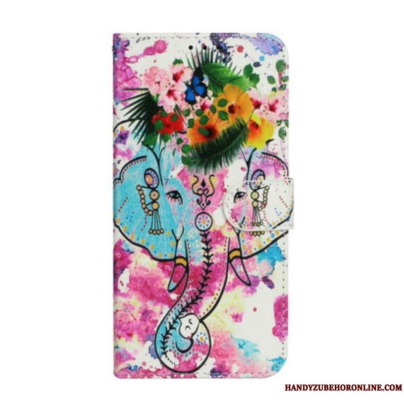 Flip Cover iPhone 13 Mini Elefant Maleri