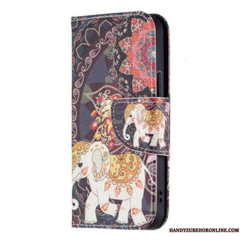 Flip Cover iPhone 13 Mini Indisk Elefant