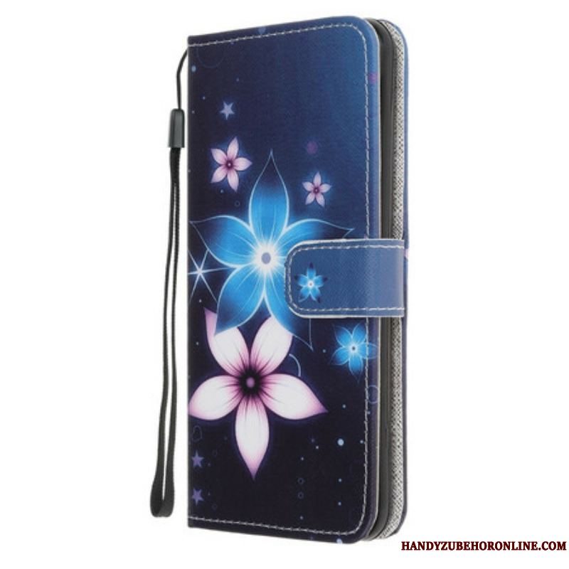 Flip Cover iPhone 13 Mini Med Snor Lunar Strap Blomster
