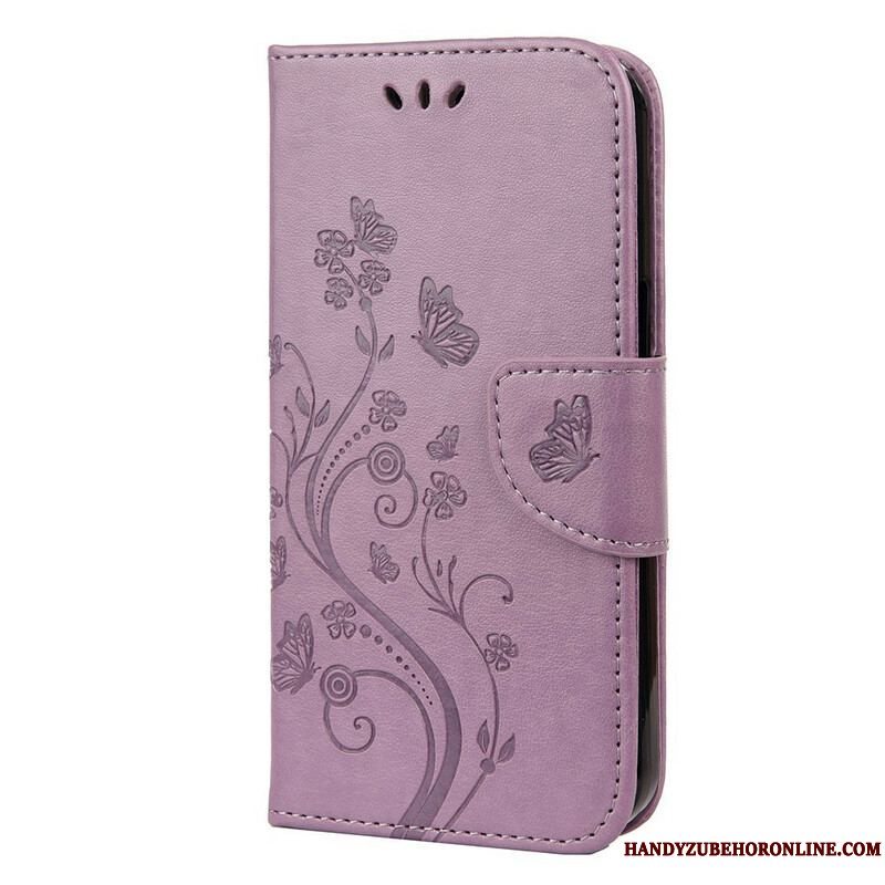 Flip Cover iPhone 13 Mini Med Snor Strappy Floral