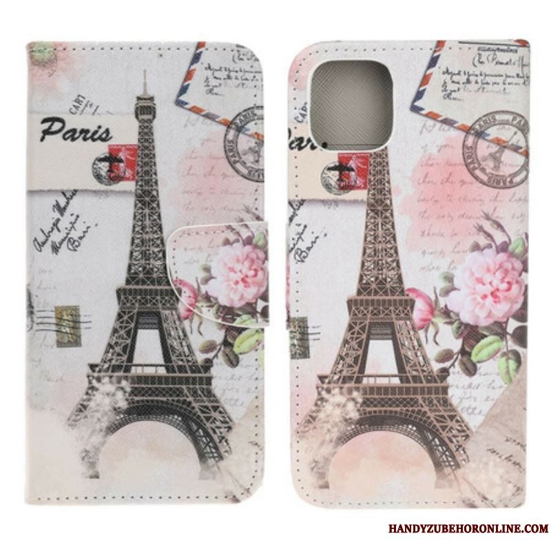 Flip Cover iPhone 13 Mini Retro Eiffeltårnet