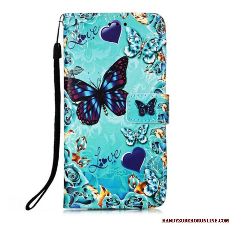 Flip Cover iPhone 13 Pro Med Snor Elsker Butterflies Strappy