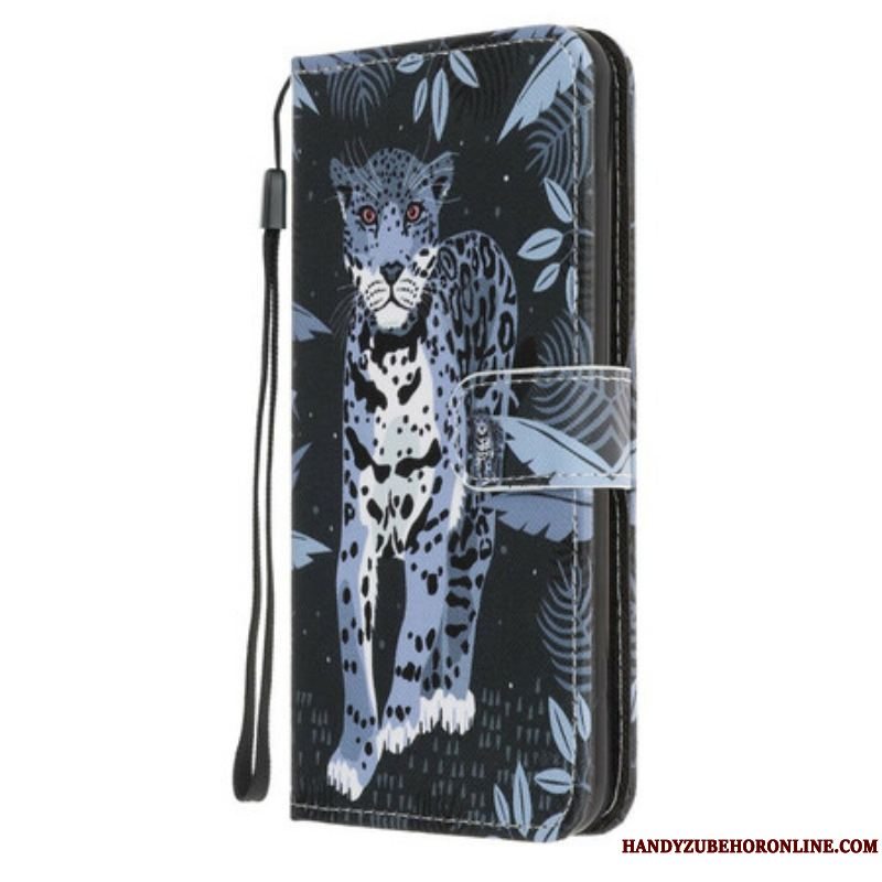 Flip Cover iPhone 13 Pro Med Snor Strappy Leopard