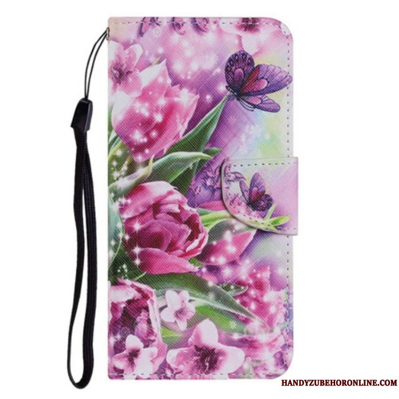 Flip Cover iPhone 13 Pro Sommerfugle Og Tulipaner