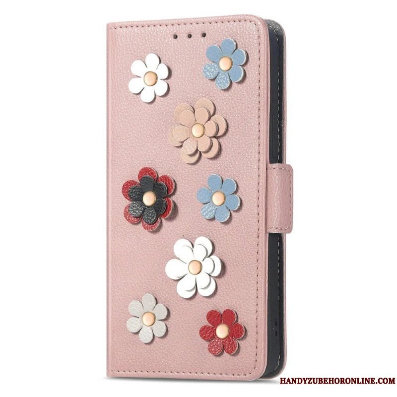 Flip Cover iPhone 14 Dekorative Blomster