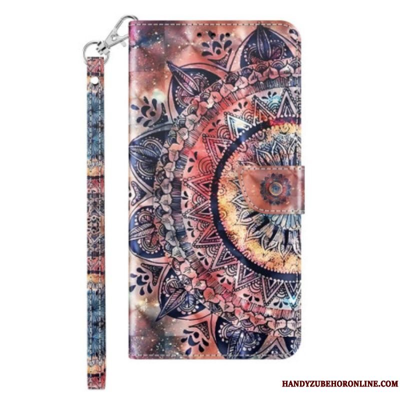 Flip Cover iPhone 14 Med Snor Pro Farverig Strappy Mandala