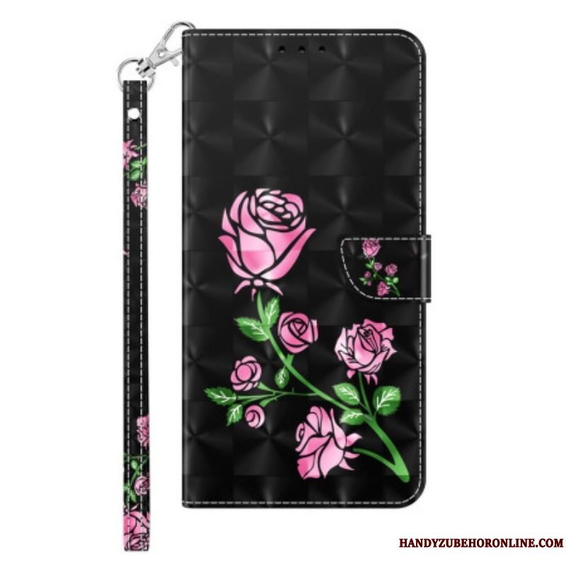 Flip Cover iPhone 14 Med Snor Rem Roses