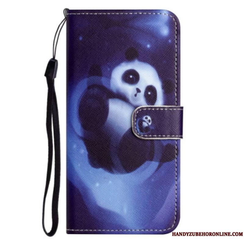 Flip Cover iPhone 14 Plus Med Snor Panda I Rummet Med Snor