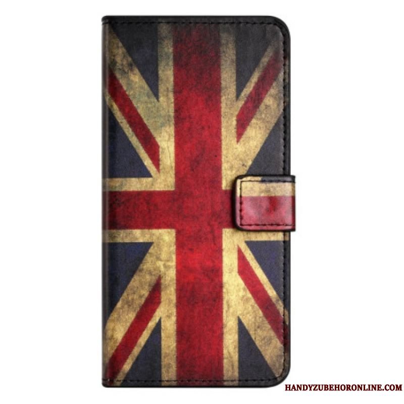 Flip Cover iPhone 14 Pro Vintage Engelsk Flag