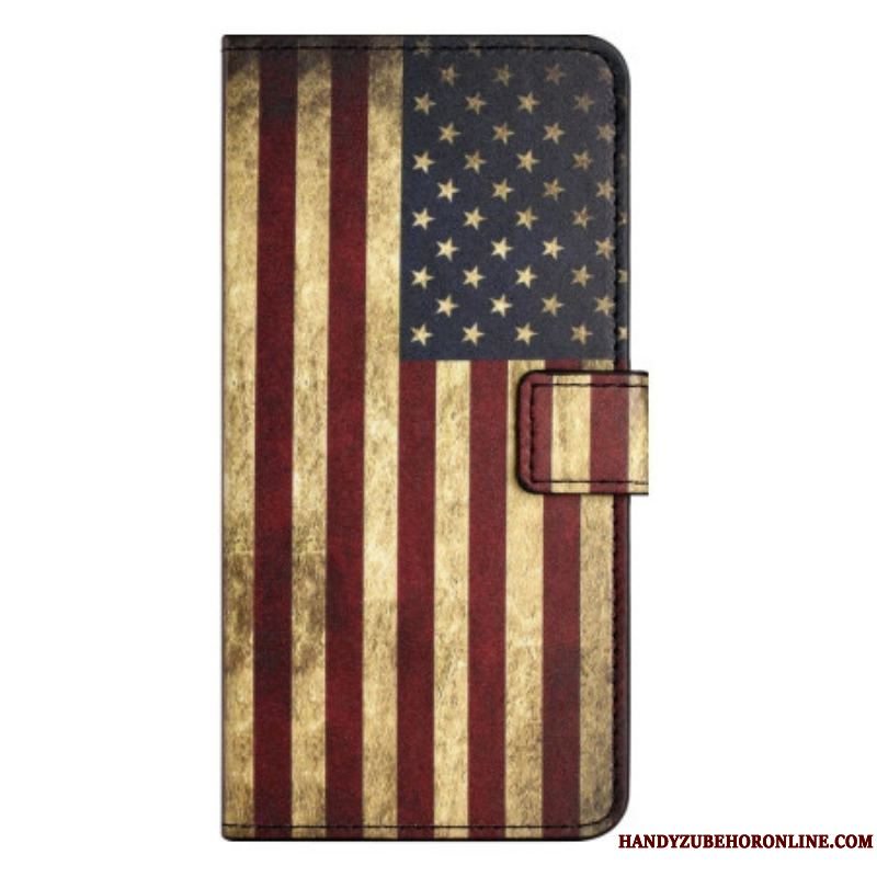 Flip Cover iPhone 14 Vintage Amerikansk Flag