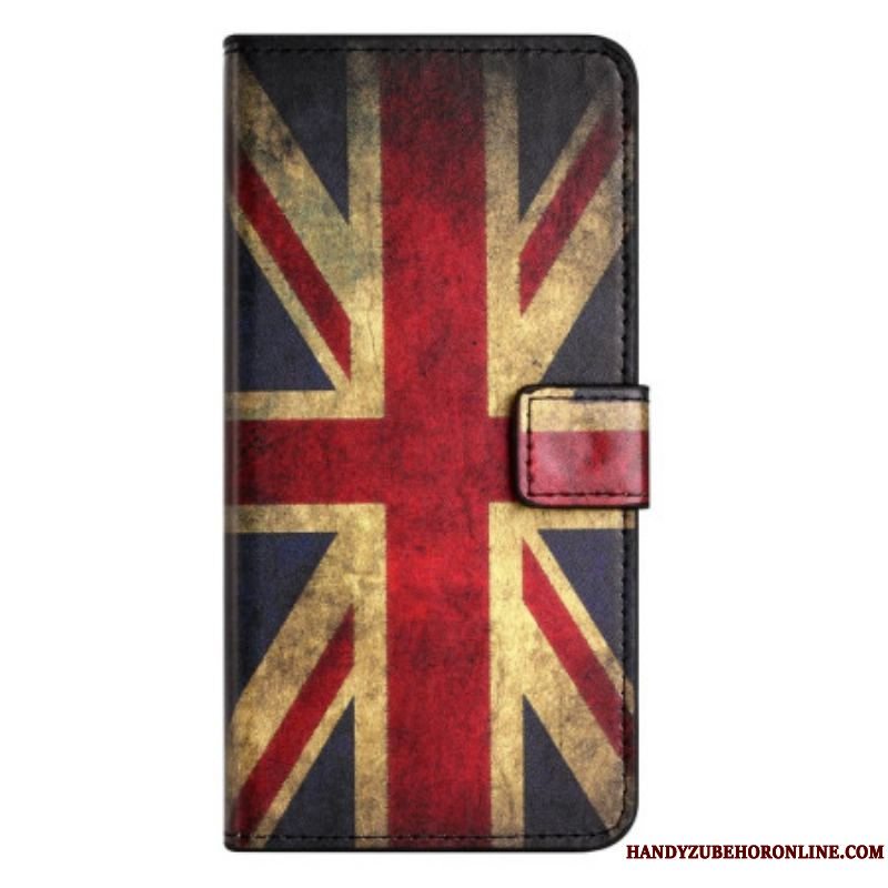 Flip Cover iPhone 14 Vintage Engelsk Flag