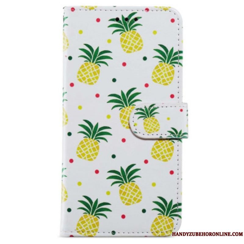 Flip Cover iPhone 15 Med Snor Ananas Med Rem