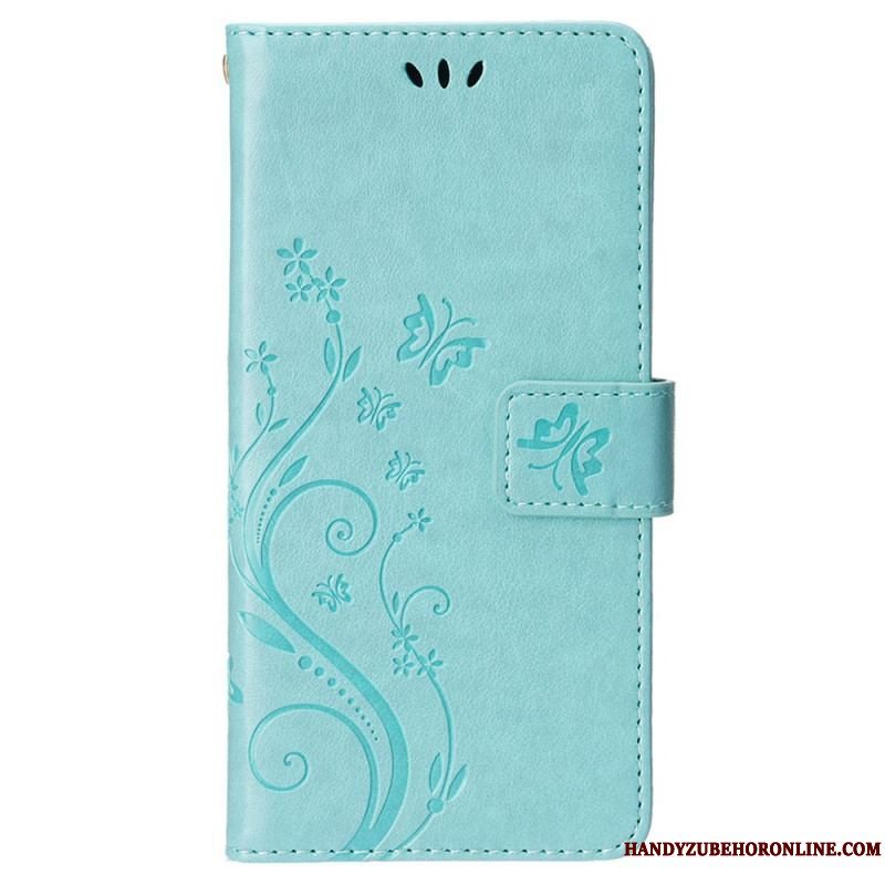 Flip Cover iPhone 15 Plus Blomster Og Sommerfugle