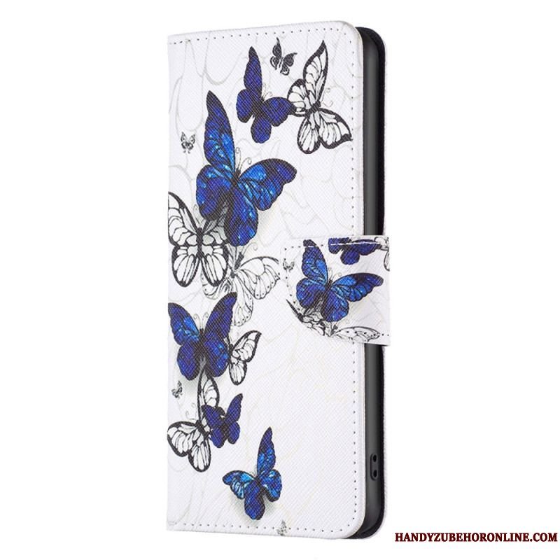 Flip Cover iPhone 15 Plus Farverige Sommerfugle