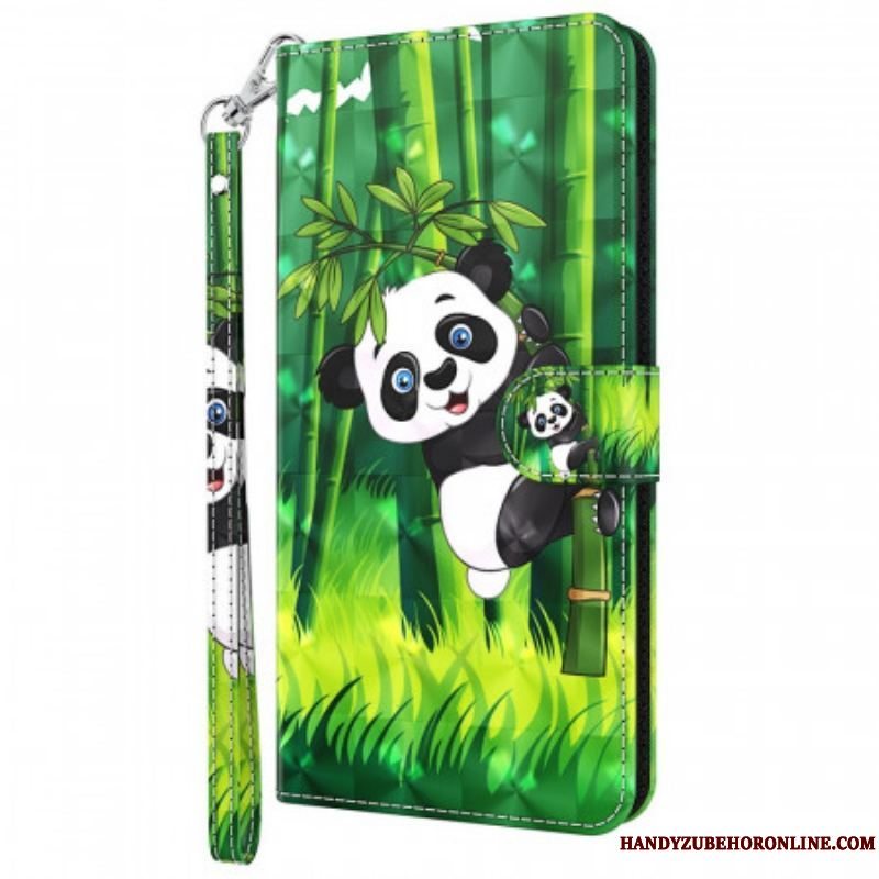 Læder Cover Moto G51 5G Panda Og Bambus