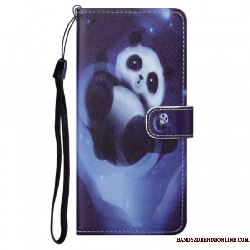 Læder Cover Moto G71 5G Med Snor Panda Space Med Snor