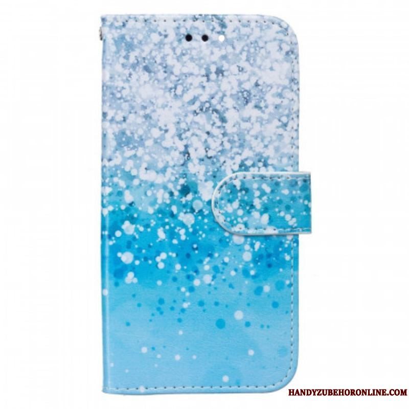 Læder Cover Samsung Galaxy A13 5G / A04s Blå Glitter Gradient