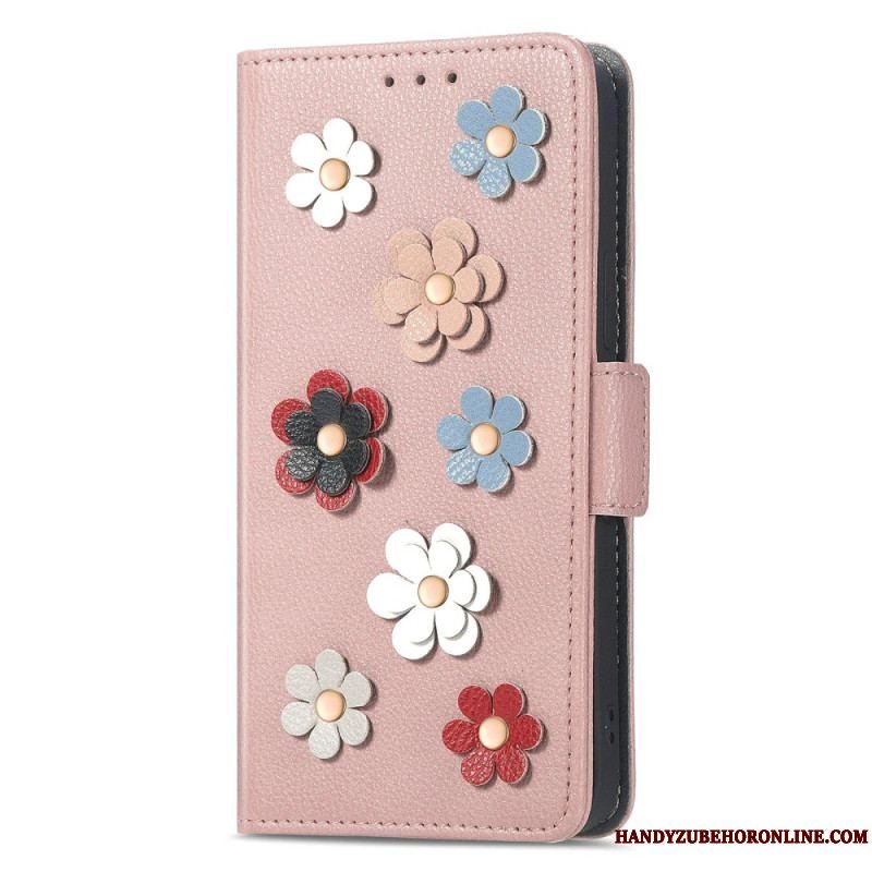 Læder Cover Samsung Galaxy A14 / A14 5G Dekorative Blomster