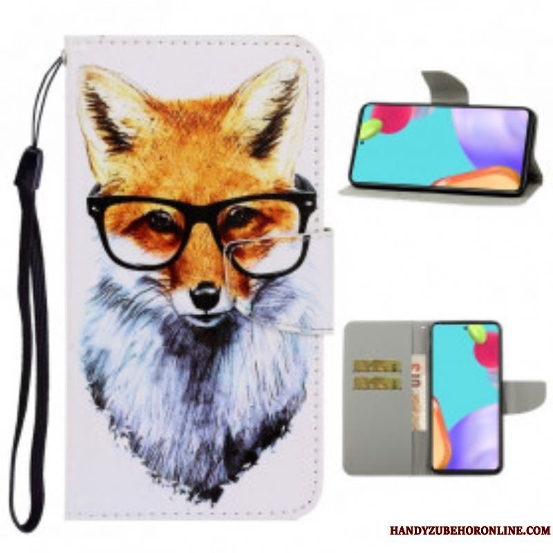 Læder Cover Samsung Galaxy A52 4G / A52 5G / A52s 5G Med Snor Brainy Fox Med Rem