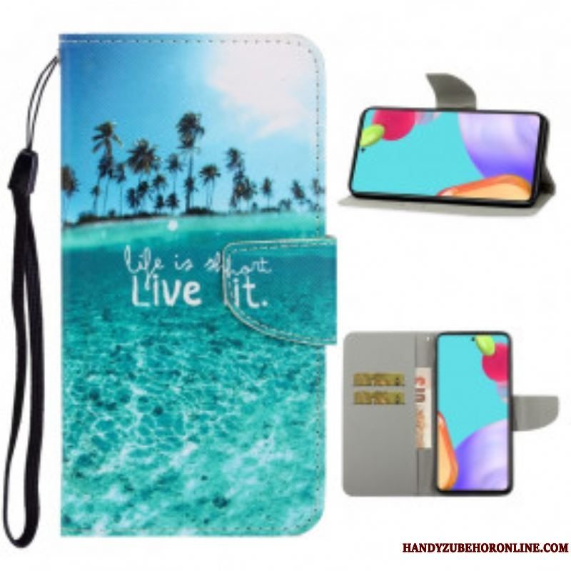 Læder Cover Samsung Galaxy A52 4G / A52 5G / A52s 5G Med Snor Live It At Lanyard