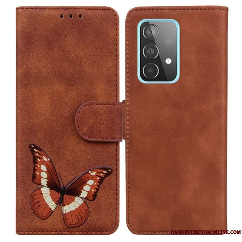 Læder Cover Samsung Galaxy A52 4G / A52 5G / A52s 5G Skin-touch Butterfly