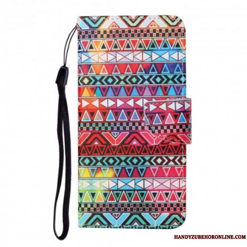 Læder Cover Samsung Galaxy M12 / A12 Patchwork Med Lanyard