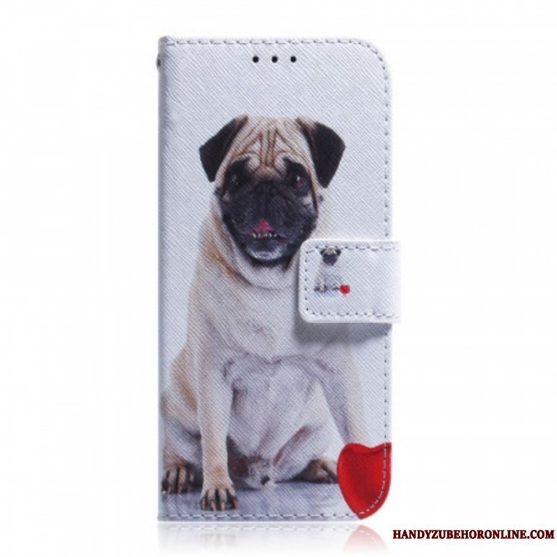 Læder Cover Samsung Galaxy M52 5G Mops Hund