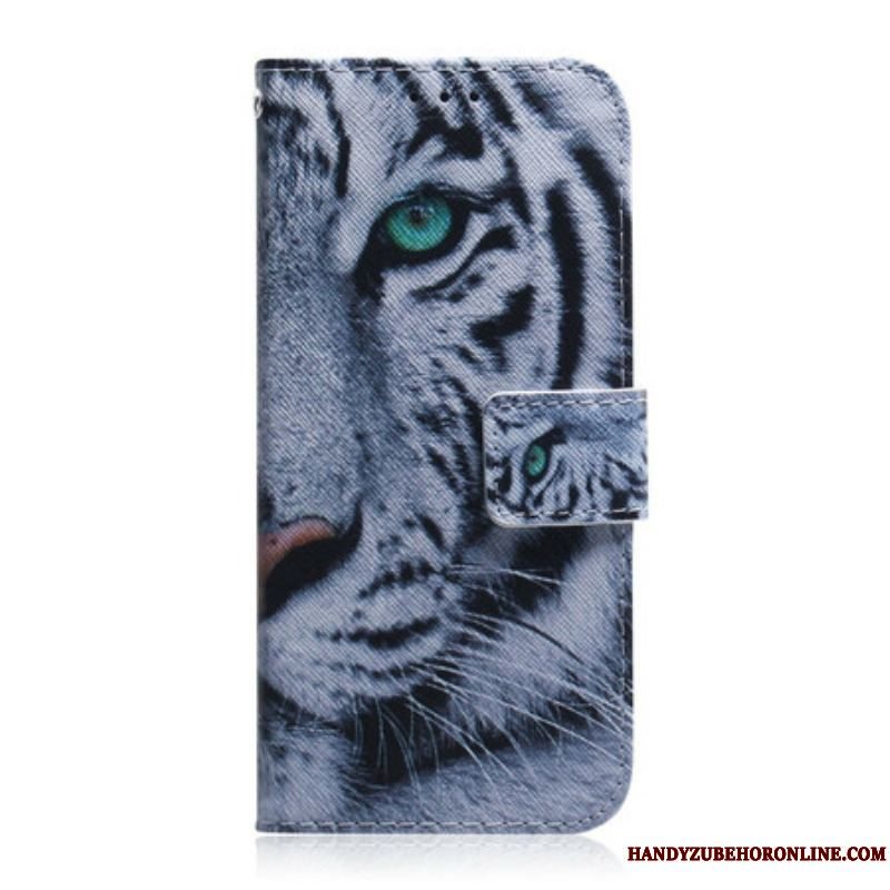 Læder Cover Samsung Galaxy S21 5G Tiger Ansigt