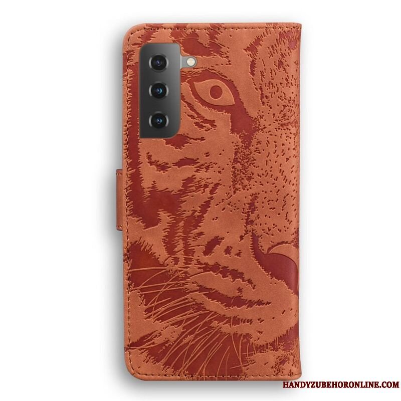 Læder Cover Samsung Galaxy S21 Plus 5G Tiger Ansigtsprint