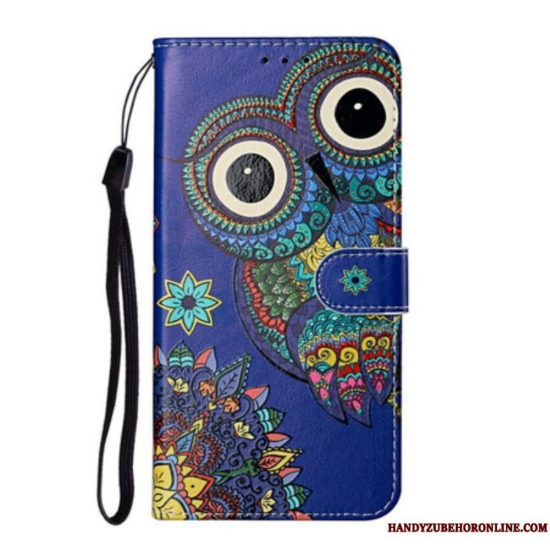 Læder Cover Samsung Galaxy S21 Plus 5G Ugle I Mandala