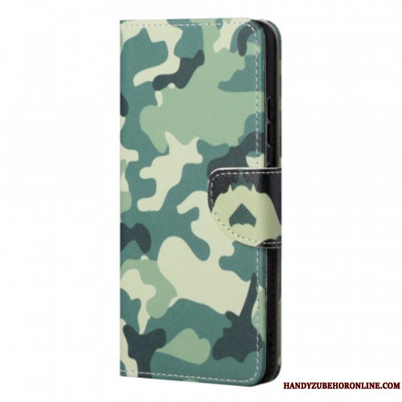 Læder Cover Samsung Galaxy S22 Ultra 5G Militær Camouflage