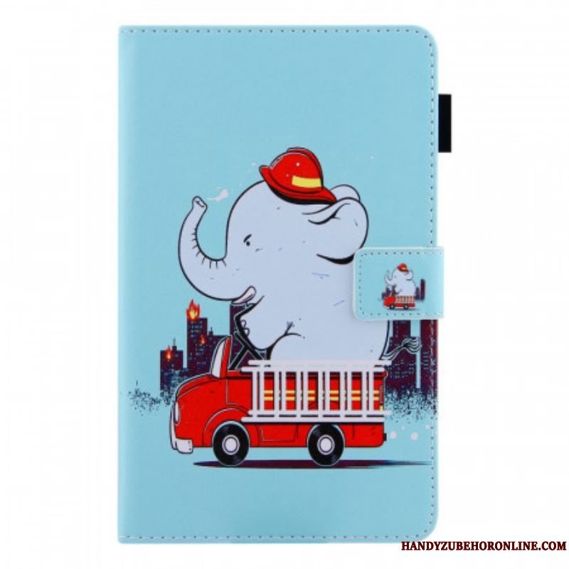 Læder Cover Samsung Galaxy Tab A8 (2021) Brandmand Elefant