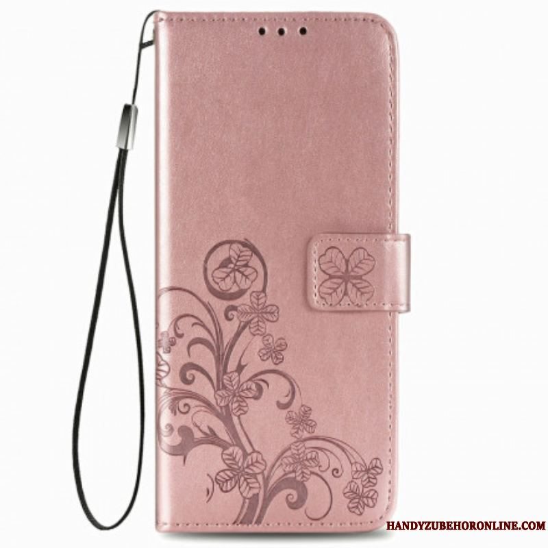 Læder Cover Samsung Galaxy Z Fold 3 5G Blomsterdesign Med Snor